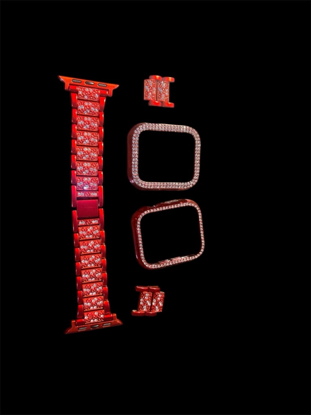 Red Crystal Rhinestone Smartwatch Bezel 44MM